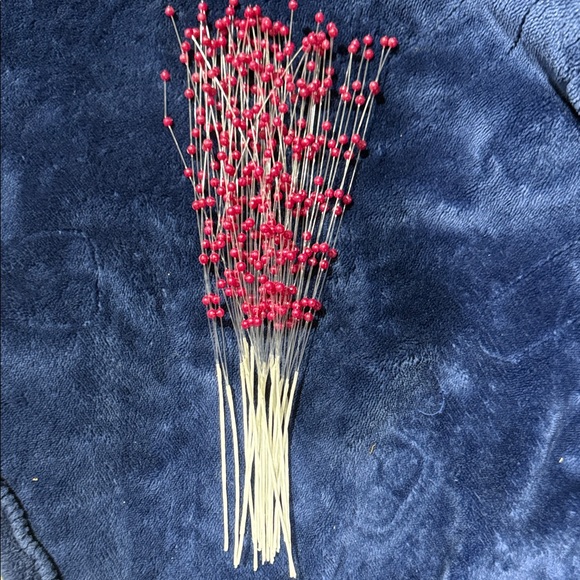 Other - Red Beaded Floral Picks Bundle
